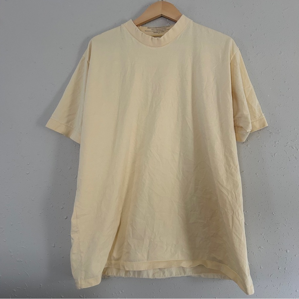Diamond Golf Shirts Yellow Short Sleeve T-Shirt Pastel Activewear Golfing Large